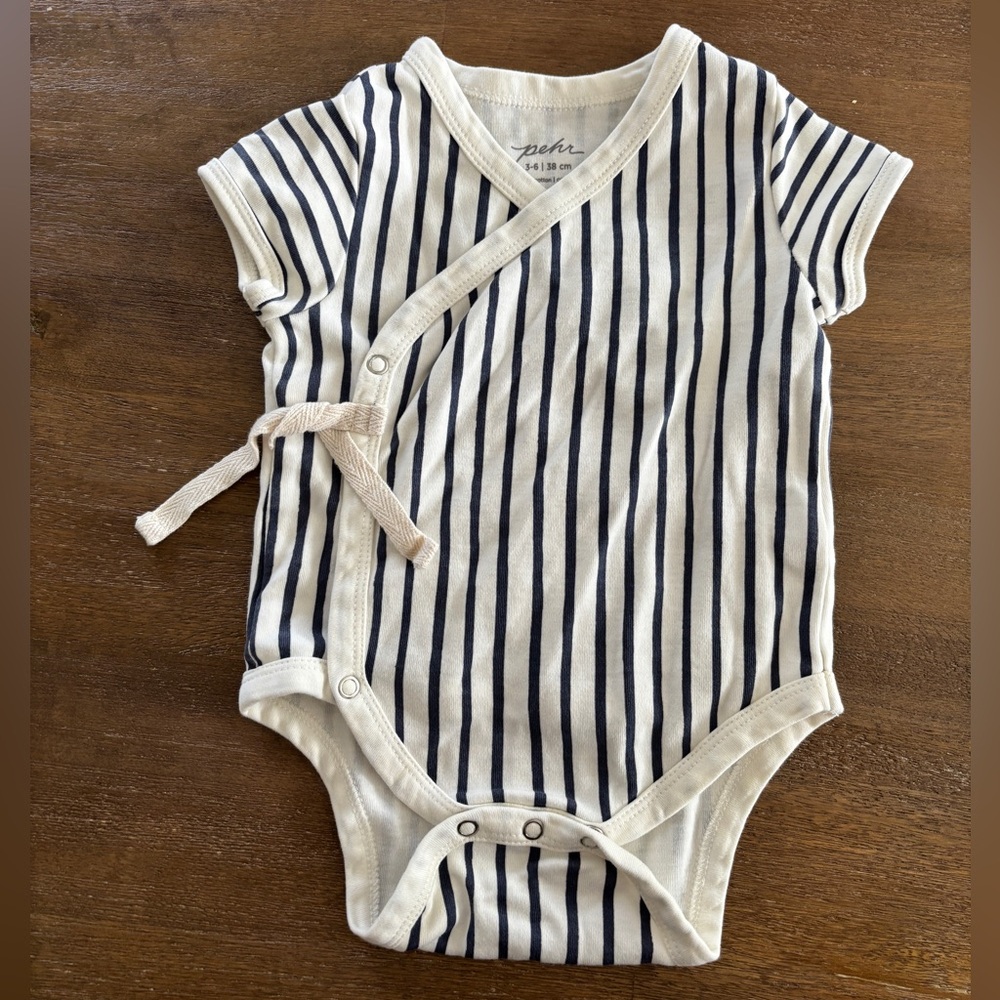 Perhaps Striped Blue and White 3-6M Kimono One Piece